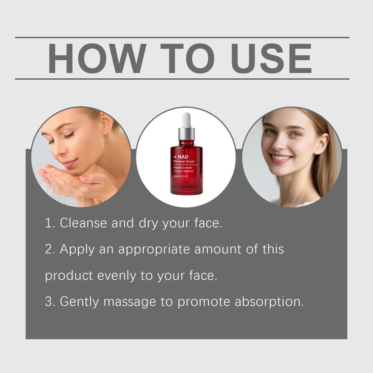 NAD+ Peptide Firming Serum Nourishing Face & Neck Treatment with Collagen Plumping & Radiance Boosting Skin Elasticity&Firmness