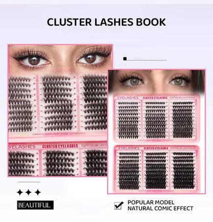 DINGSEN Eyelash Clusters Book Large Capacity Volume Individual Lashes Book Natural Long DIY Cluster Eyelash Extensions Makeup