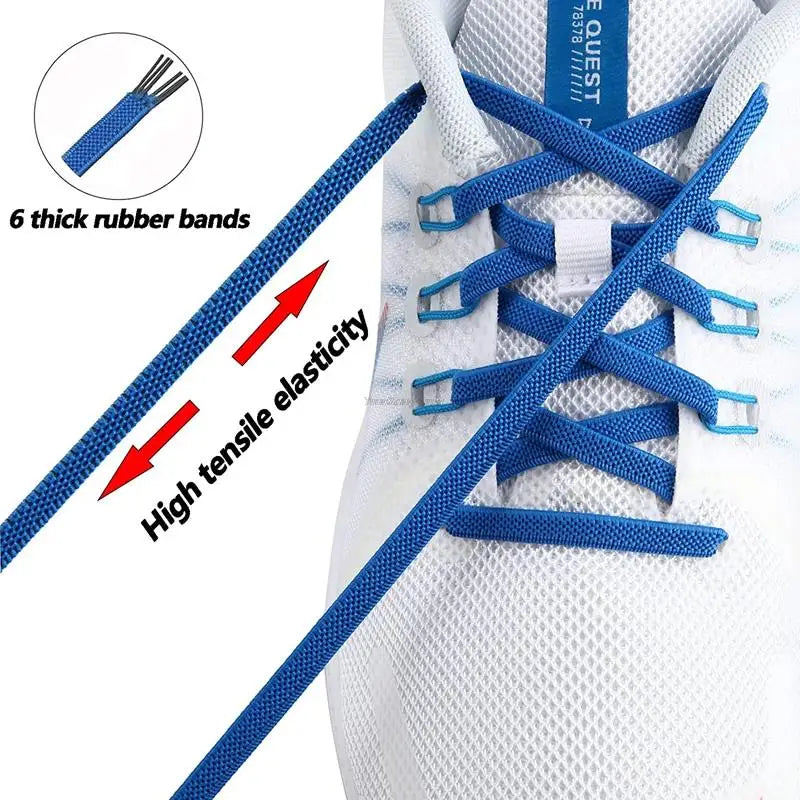 Elastic Laces Sneakers Classic Elastic Shoelaces 6mm Width Flat Shoelace for Kids Adults Shoe laces Rubber Bands for Shoes