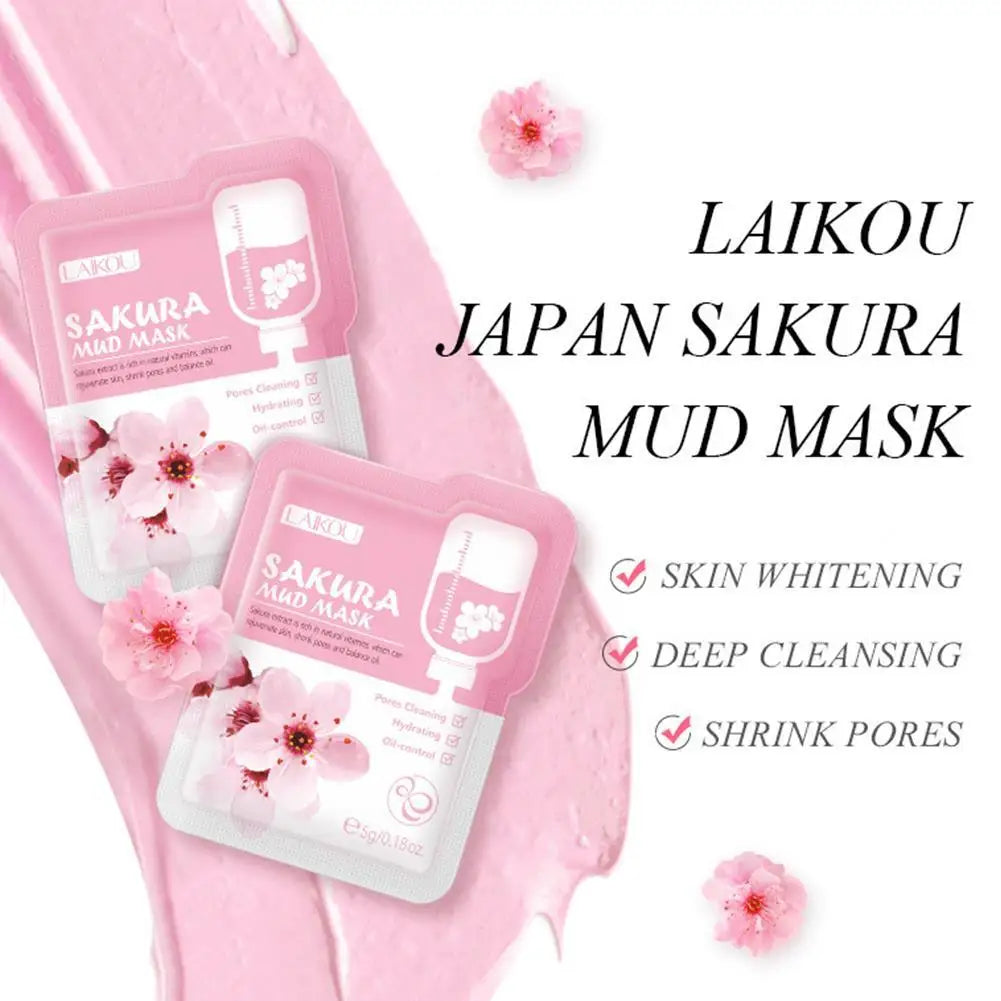 12pcs Sakura Mud Mask Brightening Hydrating Face Mask Luminous Skin Clean Facial Cleansing Clay Hydrating Anti Wrinkle Skincare