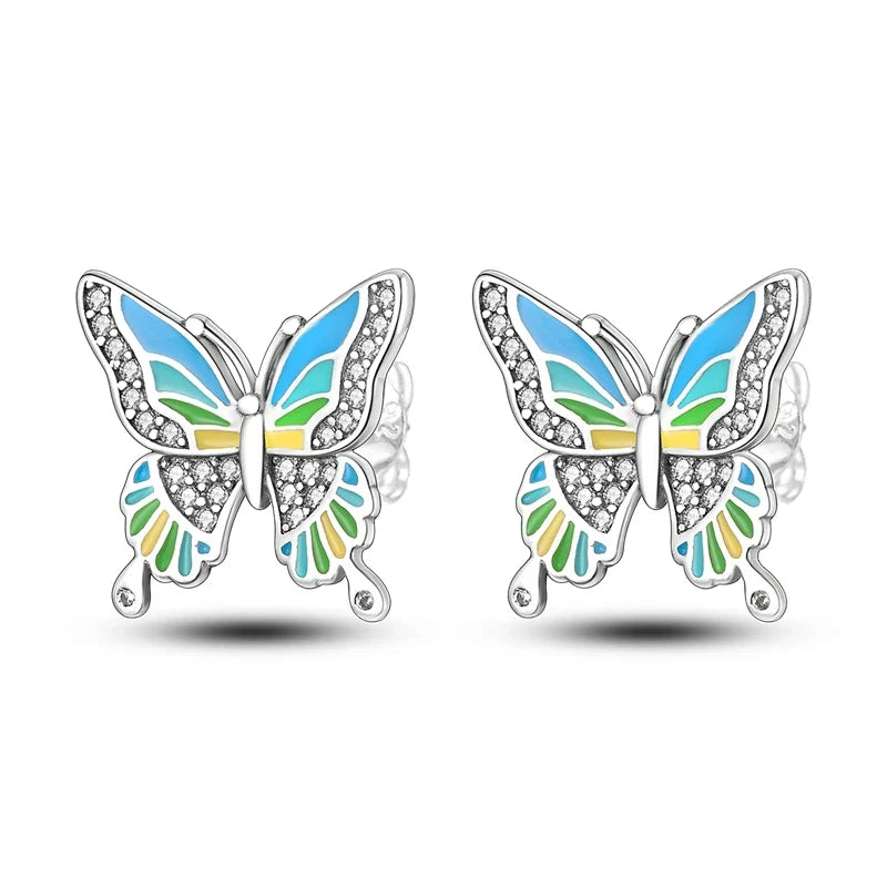 Original 925 Sterling Silver Colorful Cute Animal Pet Stud Earrings For Women Collocation For Girlfriend Birthday Gift