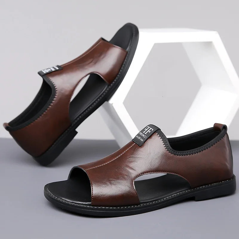 Brand Man Sandals Designer Fashion Leather Casual for Men Summer Comfortable Beach Slippers Outdoor Non-slip Men Sandalias 2026