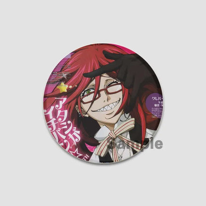 58MM Cartoon Comics Black Butler Creative DIY Badge Tinplate Plastic Pins Button Brooches for Backpack Accessories Jewelry Gifts