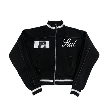 Korean Cartoon Long Sleeved Baseball Jacket for Girls Kawaii Street Jacket Personalized Zipper Cardigan Anime Autumn