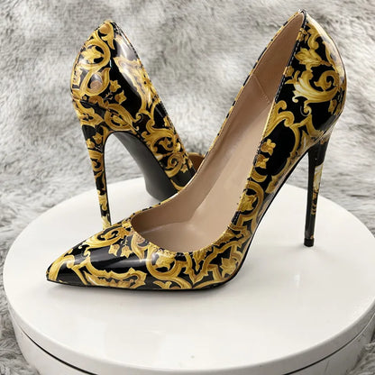NoEnName_Null Black Graffiti Colorful Women Pumps Sexy Women High Heels Wedding Party Women Shoes Stilettos Accept Customized
