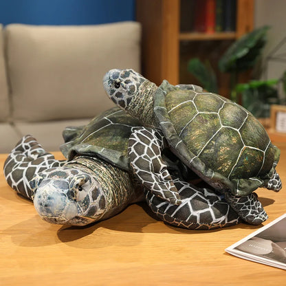 3 Sizes High Quality Realistic Sea Turtle Plush Toys Cozy Cotton Stuffed Lifelike Tortoise Toy Funny Throw Pillow Back Cushion