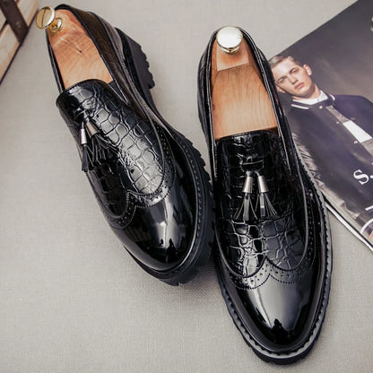 Men Loafers PU Splicing Tassel Decoration Low Heel Comfortable Classic Daily Business Men Shoes