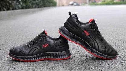Waterproof Men's Sneakers Casual Running Shoes Soft Bottom Black Leather Sports Shoes