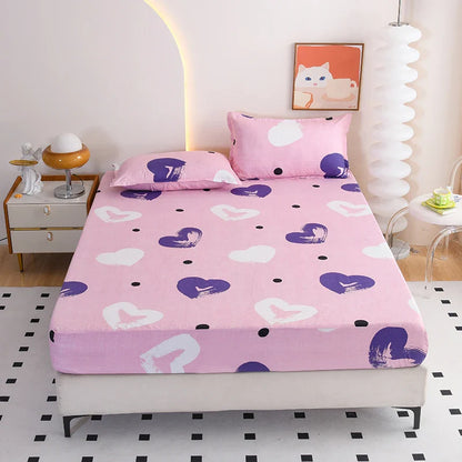 Red Flower Printed Bed Sheet Sets Queen/King Size sabanas cama matrimonial Reactive Printed Fitted Bedsheets for Double Bed