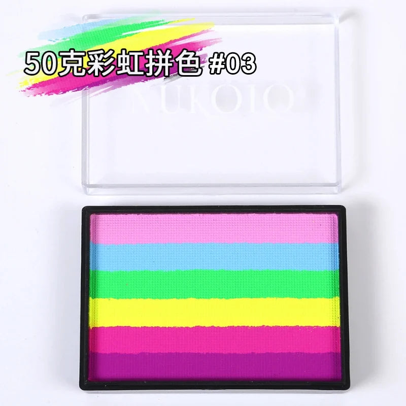 50g Facial and Body Paint Palette,Non-Toxic Rainbow Water-Soluble Body Paint for Rainbow Festival,Cosplay,Party,Art,Stage Makeup