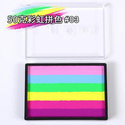 50g Facial and Body Paint Palette,Non-Toxic Rainbow Water-Soluble Body Paint for Rainbow Festival,Cosplay,Party,Art,Stage Makeup