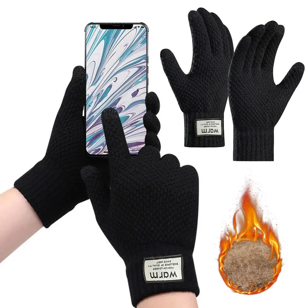 Thermal Winter Gloves For Men Thickened Warm Fleece Lined Anti-Slip Touch Screen Thermal Windproof Cycling Gloves