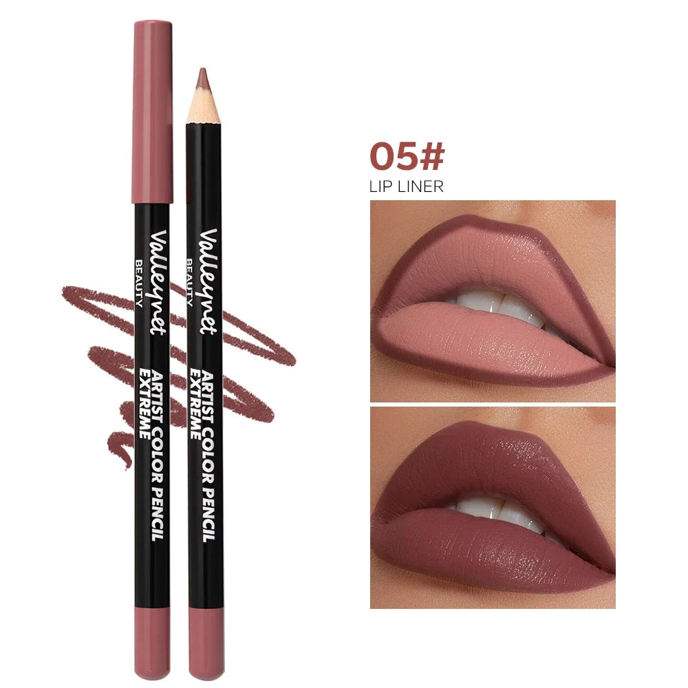 4pcs/Set lip liner set and eyeliner set Nude Brown Collection Long-lasting Matte Waterproof Lipstick Set Women'S Lip Cosmetics