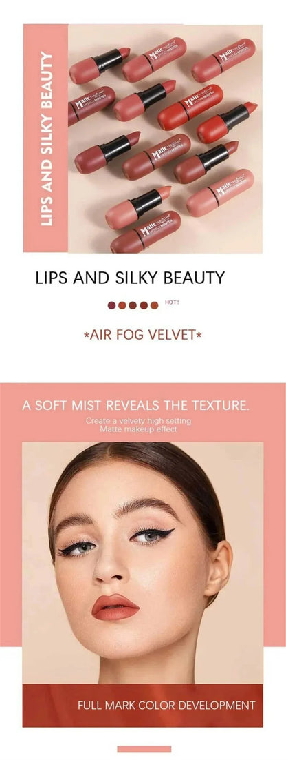 6-Color Matte Velvet Sexy Lipstick Waterproof Long-Lasting Nude Brown Lipstick Smooth High Pigment Profissional Lipgloss Makeup