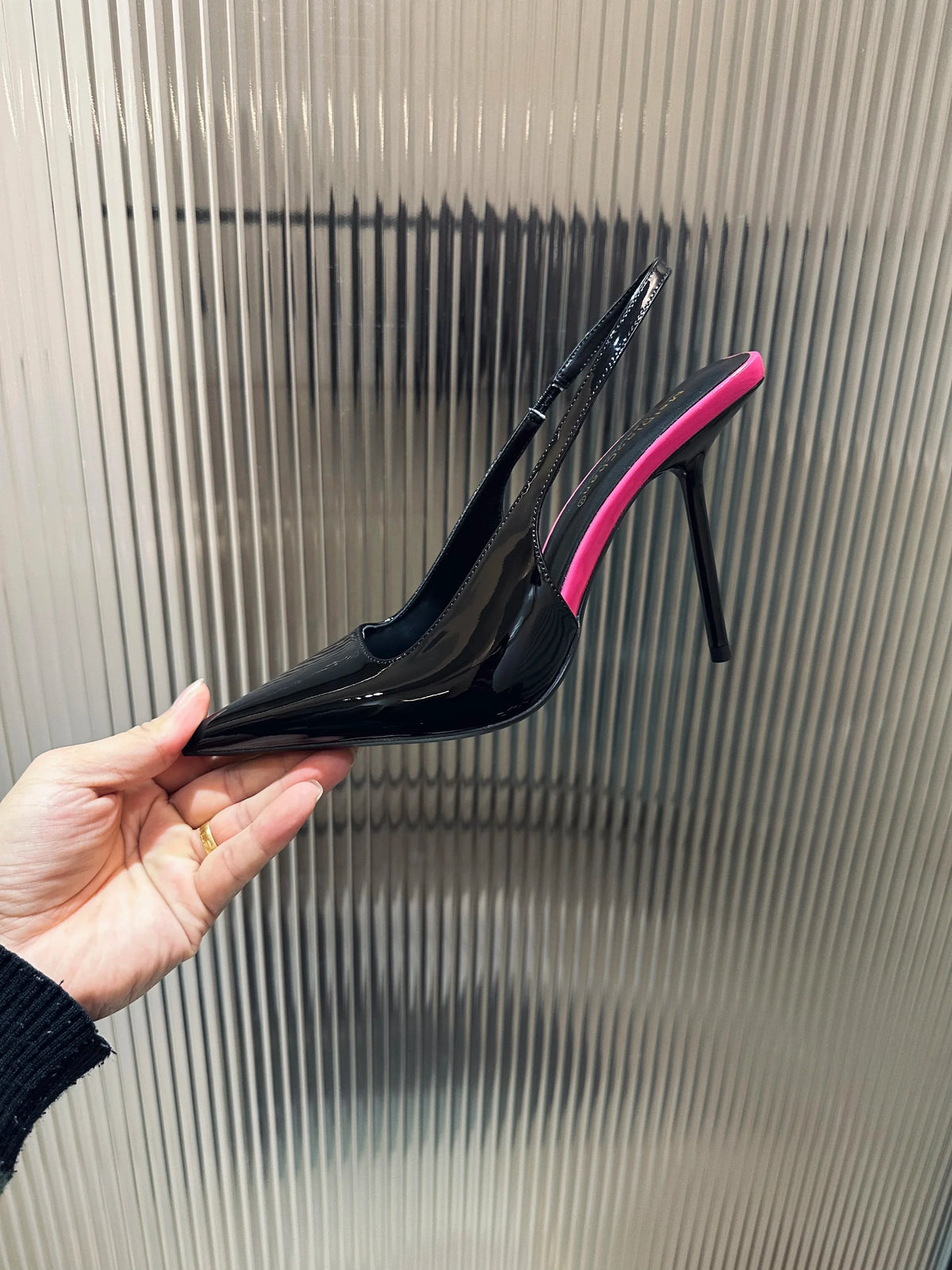 New Patent Leather Pointed Back Hollow Thin Heel Women's Sandals High Heels Thin Heel Sexy Back Hollow Temperament Single Shoe