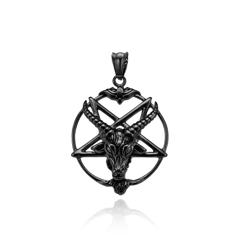 DARHSEN Men Stainless Steel Statement Pendant Necklace Baphomet Goat Satanic Satan Demon Devil Fashion Jewelry