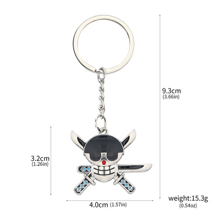 One Piece Luffy Straw Hat Keychain Rotatable Zoro Skull Metal Pendant Role-Playing Decorative Accessories Fan Jewelry Gift