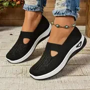 Women's shoes, casual sports shoes, solid color breathable sports soft-soled lightweight walking shoes, low-top knitted casual s
