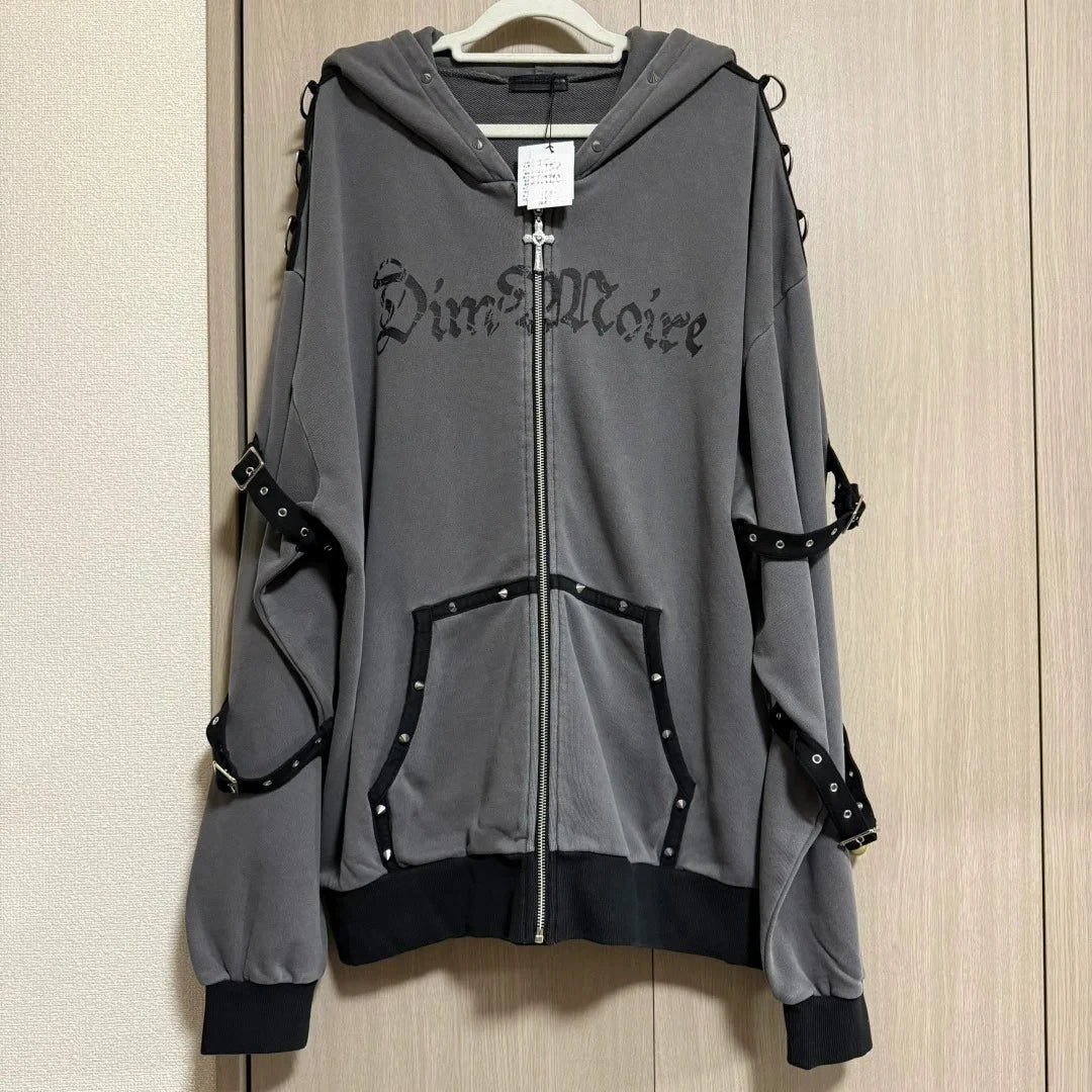 Streetwear Harajuku Hoodies Jackets Women's Clothing Hooded Punk Zipper Coat Japanese Rivet Print Vintage Casual Y2k Sweatshirts