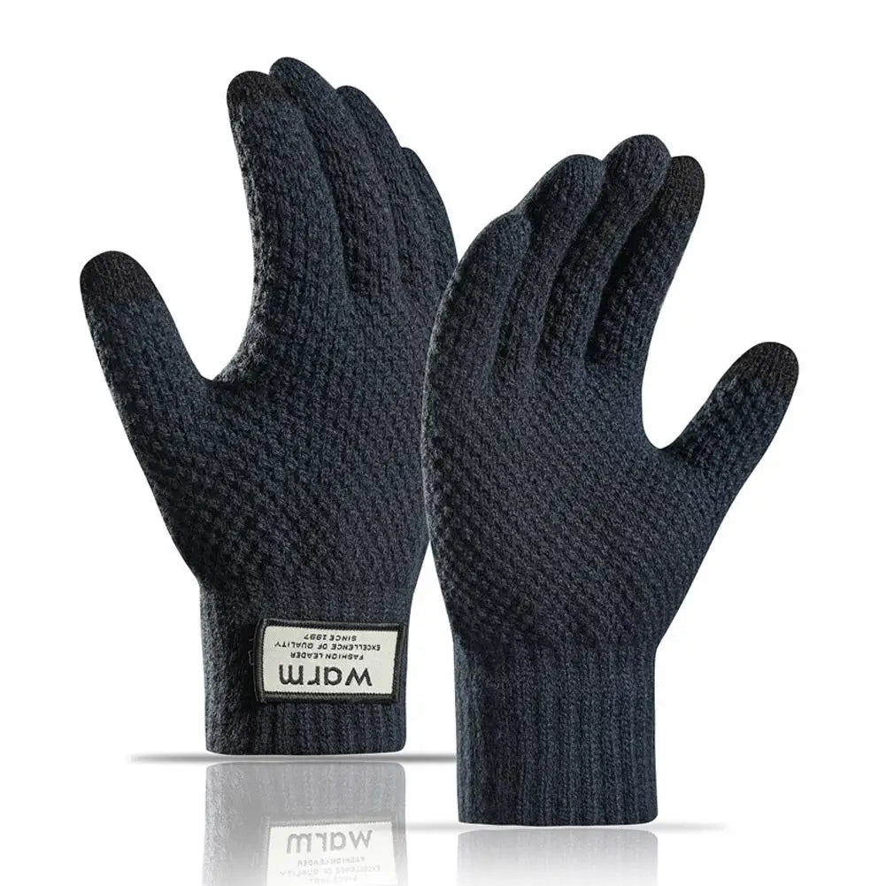 Thermal Winter Gloves For Men Thickened Warm Fleece Lined Anti-Slip Touch Screen Thermal Windproof Cycling Gloves