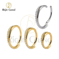 Right Grand Implant Grade Titanium Hinged Seamless Earrings Clicker Hoop Ring for Cartilage Helix Rook Septum Daith Tragus Conch