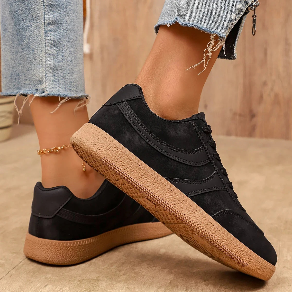 Retro Brown Platform Sneakers Women 2026 Flat Trend German Training Shoes Woman Plus Size 43 Non-slip Thick Sole Vulcanize Shoes