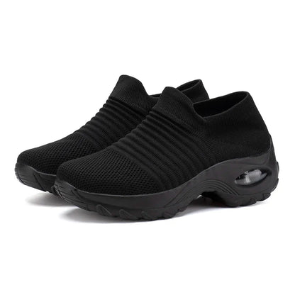 Women Sneakers Summer Fashion Black Sports Casual Shoes Breathable Mesh Lightweight Air Cushion Non-Slip Running Shoe Zapatillas