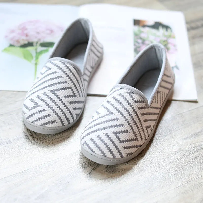 New 2026 Spring Autumn At Home Thermal Anti-Skid Slippers Women's Knitted Indoor Slippers Soft Outsole House Shoes