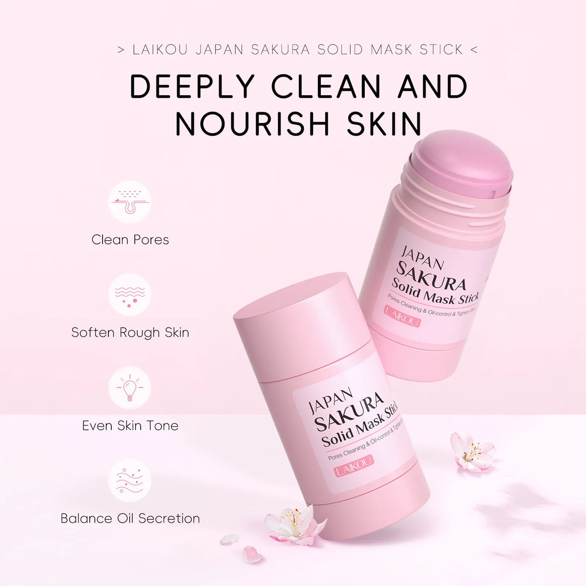 Sakura Solid Face Mask Stick Deep Cleaning Green Tea Facial Mask Reduces Blackhead Pores Oil Control Moisturizing Mud Mask 40g