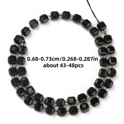Natural Stone Faceted Square Black Agate Cube Spacer Beads For Jewelry Making Diy Bracelet Necklace Beading Accessories