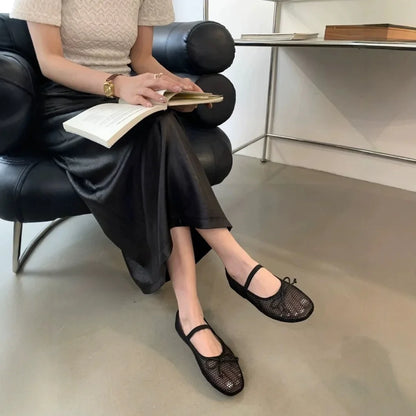 2025 New Luxury Spring/Summer Women Mesh Hollow Elastic Band Flat Bottom Non slip Casual Shoes Flat Bottom Shoes