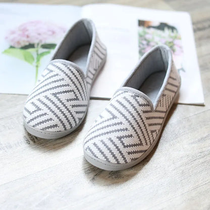 New 2026 Spring Autumn At Home Thermal Anti-Skid Slippers Women's Knitted Indoor Slippers Soft Outsole House Shoes