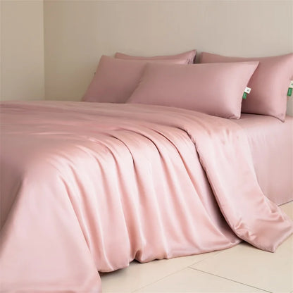 100% Mulberry Silk Bedding Set High End Silk Bed Sheets Set Luxury Smooth Duvet Cover Set Single Double Queen King Size Bedsheet