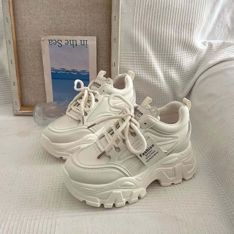 Platform Women Sneakers Autumn New Increased Wear-resistant Vulcanized Shoes Fashion Lace-up Women Casual Training Shoes Zapatos