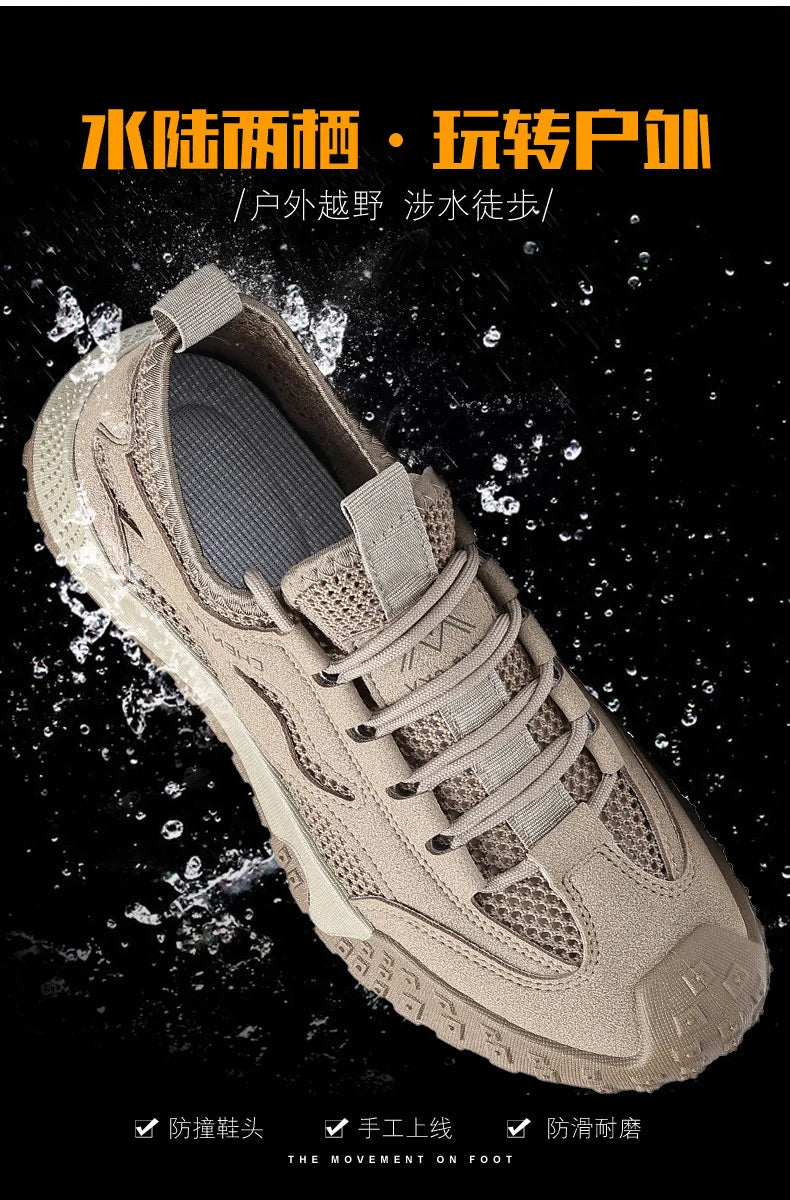 Oulylan Men's Summer Breathable Hollow Mesh Wading Shoes 2026 Outdoor Hiking Climbing Non-Slip Sport Sneakers Size 39-44