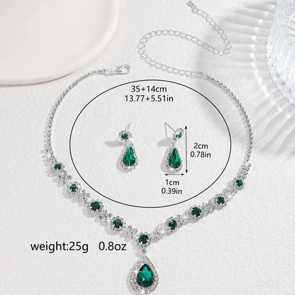 Simple and Atmospheric Water Droplet Necklace Earrings Two-Piece Set as a Surprise Birthday Gift for Girlfriend and Best Friend