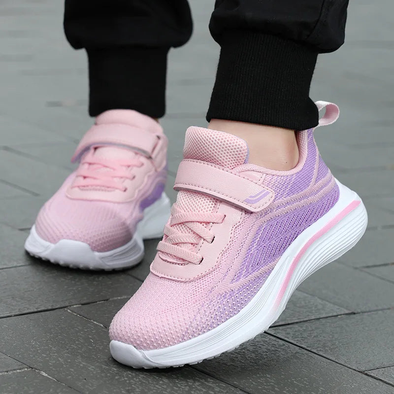 Knit Girls Tenis Sneaker Children Shoes 4-12 Years Lightweight Soft Platform Kids Casual Shoes Sports Sneaker for Girls