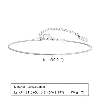 Silver Color Anklet Bracelets for Women Waterproof, Stainless Steel Layered Cuban Chain Herringbone Anklets Summer Beach Gift