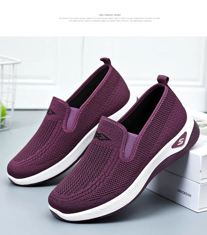 Women's Shoes Spring and Autumn New Mesh Breathable Casual Shoes Outdoor Lightweight Non-slip Wedge Heel Thick-soled Sneakers