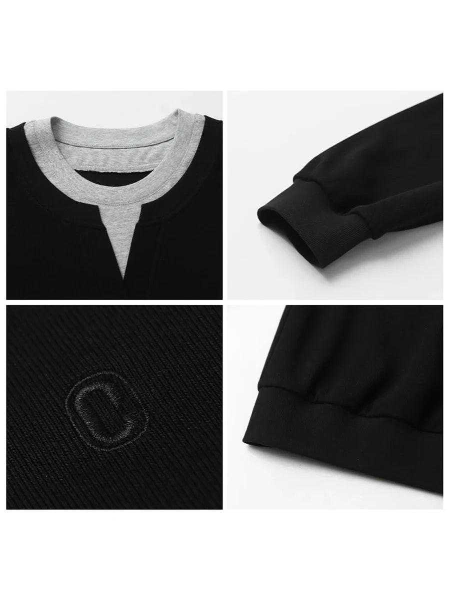 CHIC VEN Korean Women Sweatshirts Loose Casual New Contrast Splicing Hoodie Female Top Woman T Shirt Pullover Spring Autumn 2025