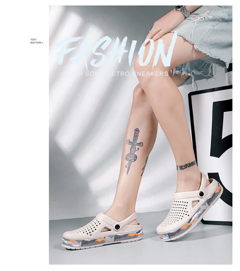 Men's summer casual hole shoes non slip lightweight breathable Two wearing men's sandals fashion comfort beach shoes slippers