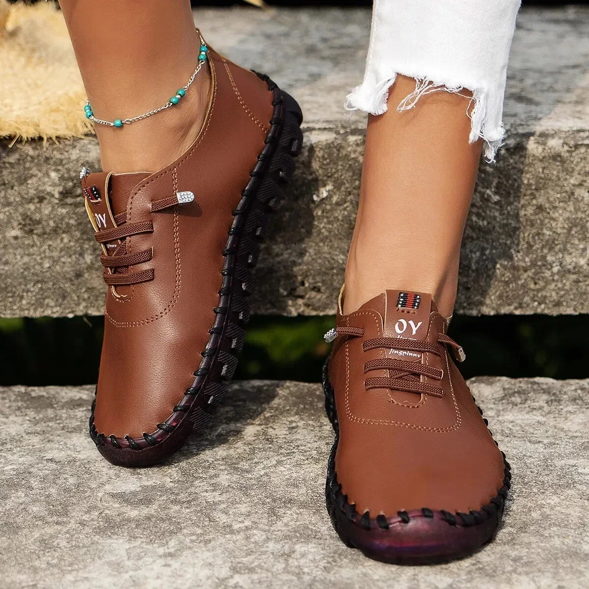 Sneakers Women's Shoes Loafers Lace Up Leather Flat New Spring Casual comfortable Mom Shoe Mujer Zapatos Chaussure Femme