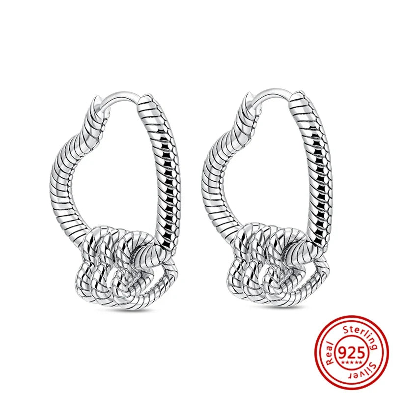 Hot Sale 925 Sterling Silver Heart Earrings Fit Original Charms Hoop Earrings For Women Girls Stud Earring Fine Jewelry Gifts