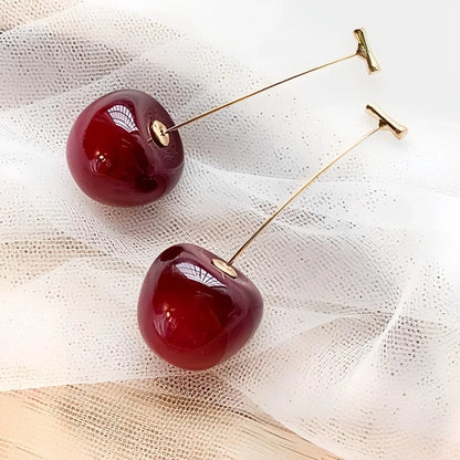 Cherry Earrings for Women Fun Fruit Drop Dangle Earrings Cute 3D Red Jewelry Unique Fruit Charm Jewelry Gifts