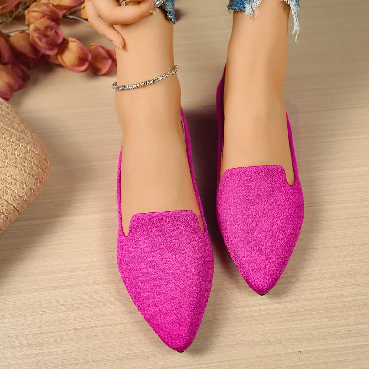 Women Flats Pointed Toe Solid Color Flats for Women Spring/autumn Casual Comfortable Leopard Brown Flat Heel Shoes