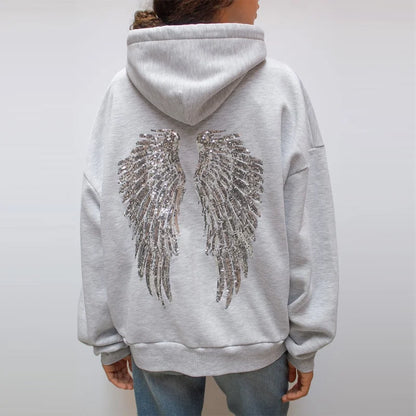 Women Free Wing Hooded Sweatshirt Pure Color Top Long Pants Clothing Suit Female 2026 New Unique Fashion Street Casual Clothes