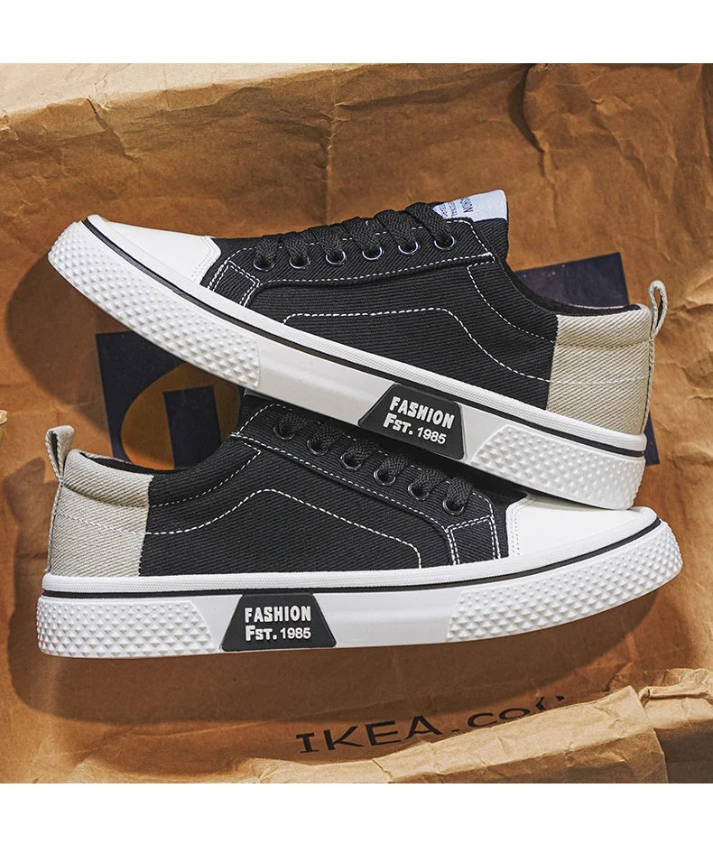 Canvas shoes four seasons men's casual shoes students flat shoes fashion soft-sole outdoor walking shoes youth Joker board shoes