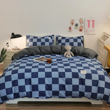 Checkerboard Bedding Comforter Set with Pillowcase bed sheet Single Full Size Bed Linen Duvet Cover Set Queen/King Double Single