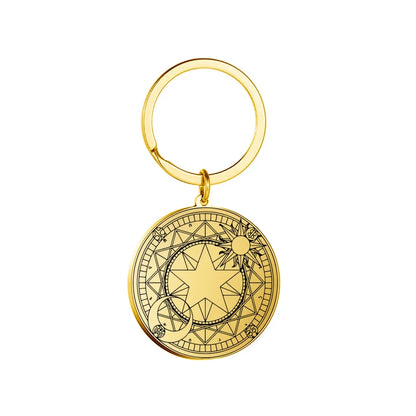 Dawapara Protection Secret Seal of Solomon Pendant Keychain Witchcraft Hexagram Wealth Fortune Amulet Stainless Steel Jewelry