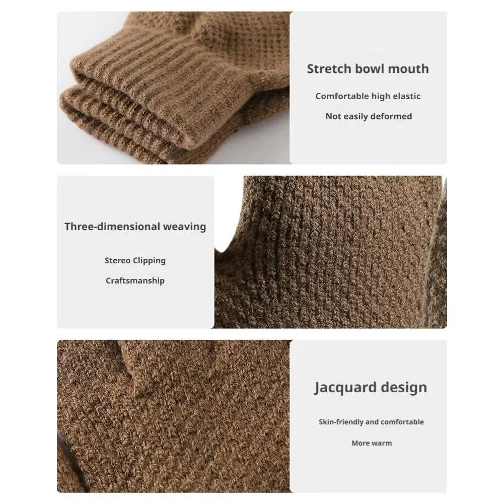 Thermal Winter Gloves For Men Thickened Warm Fleece Lined Anti-Slip Touch Screen Thermal Windproof Cycling Gloves